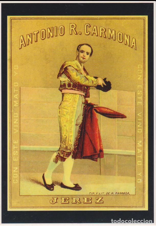 Postales: POSTAL PUBLICITARIA ETIQUETA JEREZ 1879 &ndash; SERIE FIESTA NACIONAL N&ordm;53 &ndash; S/C