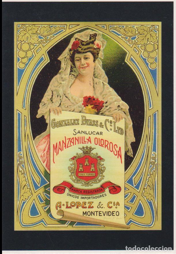Postales: POSTAL PUBLICITARIA ETIQUETA JEREZ 1920 &ndash; SERIE AMERICA N&ordm;33 &ndash; S/C