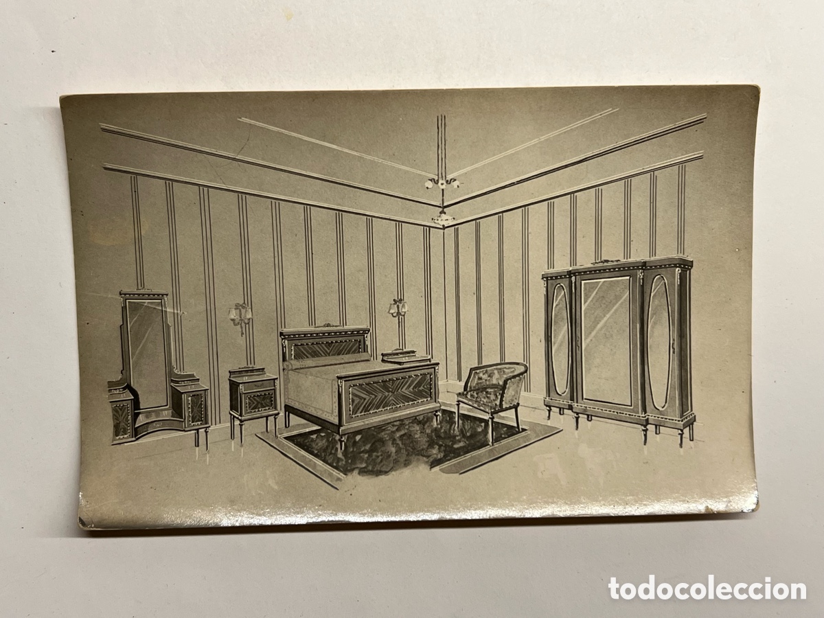 Postales: MUEBLES. Postal antigua .. Evoluci&oacute;n del mueble en la Espa&ntilde;a decimon&oacute;nica&hellip; (h.1910?)