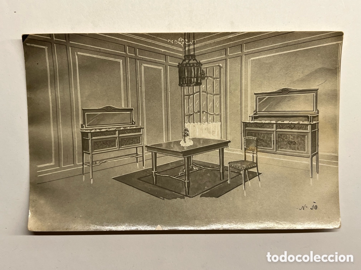 Postales: MUEBLES. Postal antiguo.. Evoluci&oacute;n del mueble en la Espa&ntilde;a decimon&oacute;nica&hellip; (h.1910?)