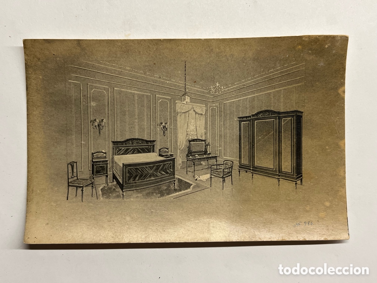 Postales: MUEBLES. Postal antigua .. Evoluci&oacute;n del mueble en la Espa&ntilde;a decimon&oacute;nica.. (h.1910?)