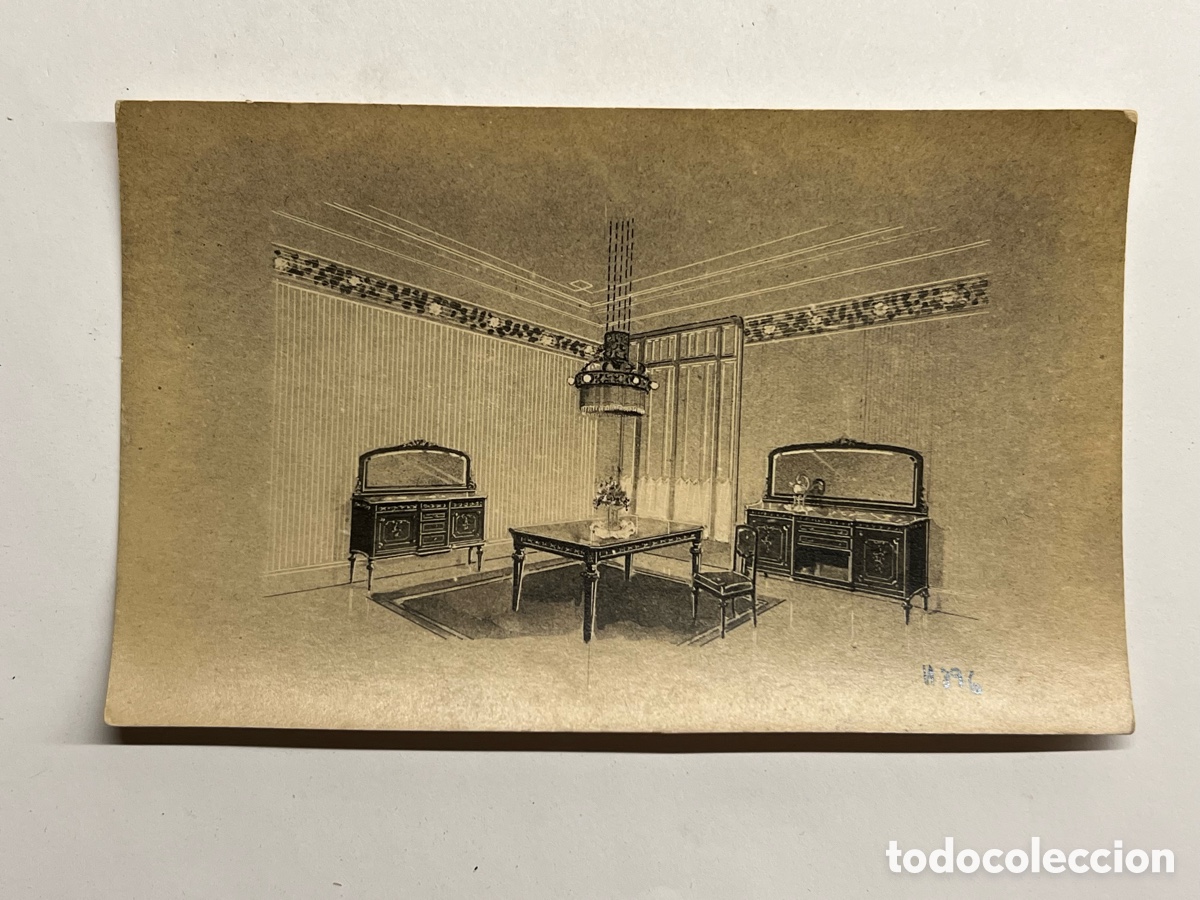 Postales: MUEBLES. Postal antigua .. Evoluci&oacute;n del mueble en la Espa&ntilde;a decimon&oacute;nica&hellip; (h.1910?)