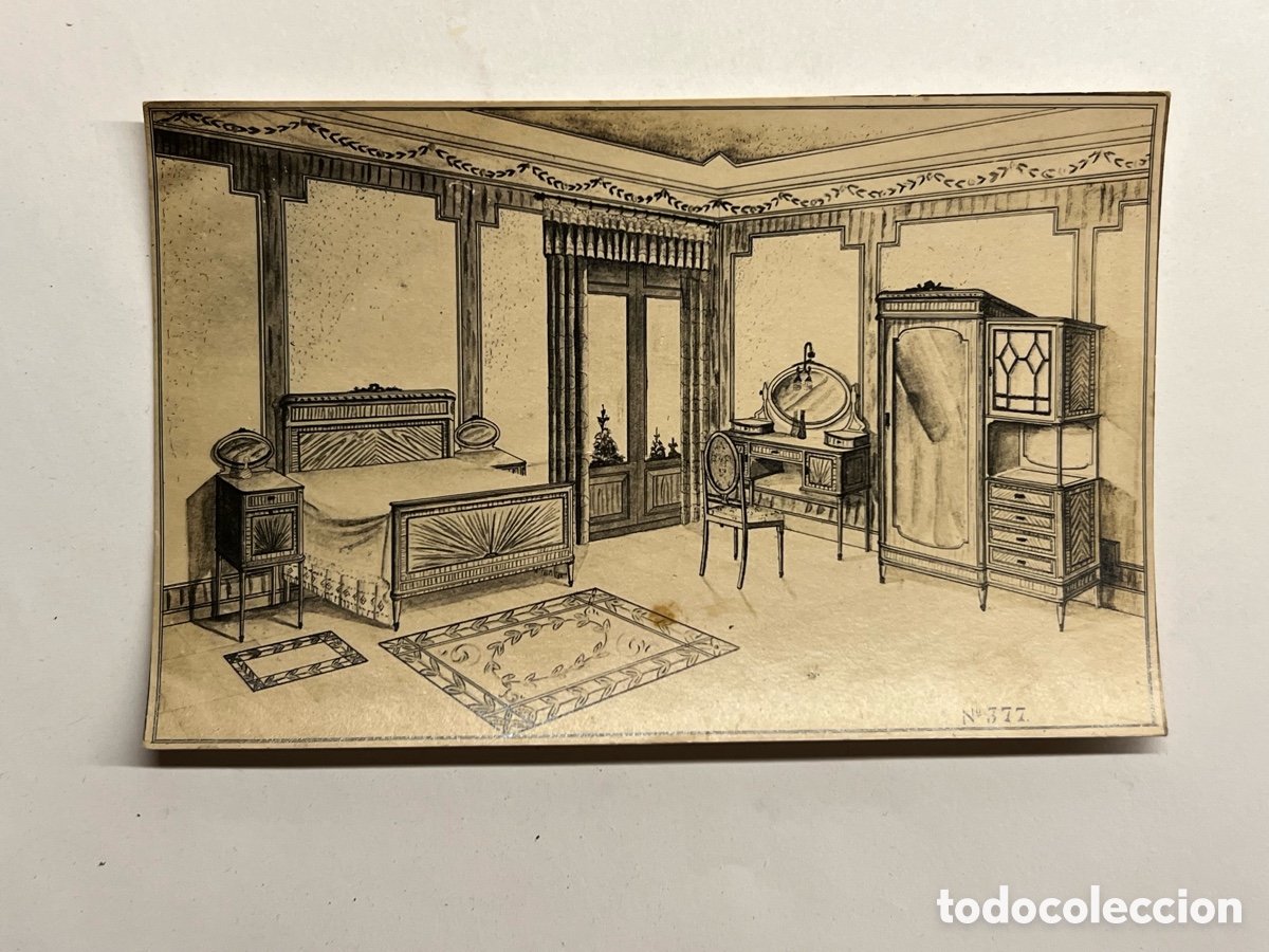 Postales: MUEBLES. Postal antigua .. Evoluci&oacute;n del mueble en la Espa&ntilde;a decimon&oacute;nica&hellip; (h.1910?)