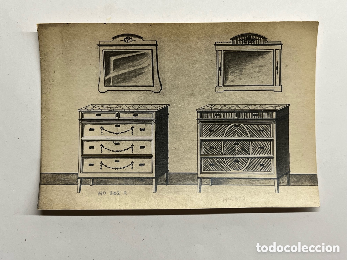 Postales: MUEBLES. Postal antigua .. Evoluci&oacute;n del mueble en la Espa&ntilde;a decimon&oacute;nica&hellip; (h.1910?)