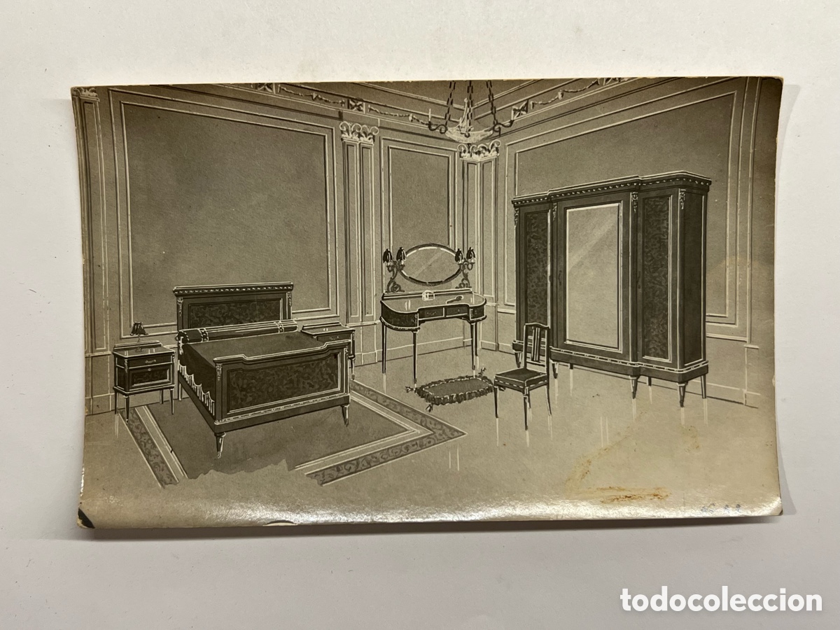 Postales: MUEBLES. Postal antigua .. Evoluci&oacute;n del mueble en la Espa&ntilde;a decimon&oacute;nica&hellip; (h.1910?)