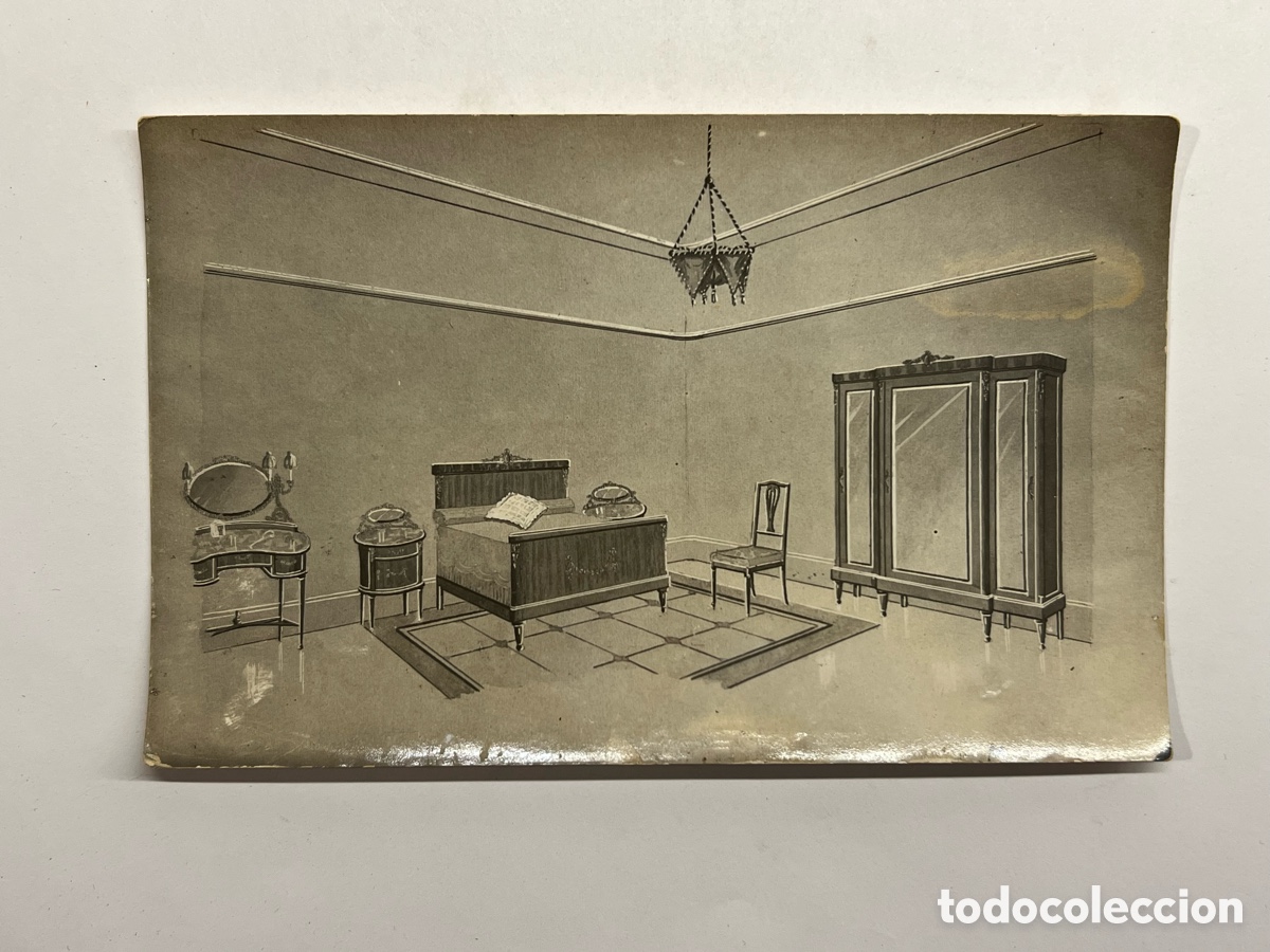 Postales: MUEBLES. Postal antigua .. Evoluci&oacute;n del mueble en la Espa&ntilde;a decimon&oacute;nica&hellip; (h.1910?)
