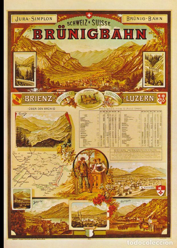 Postales: POSTAL PUBLICITARIA CARTELES LINEA BR&Uuml;NIG 1891&ndash; PHOTOGLOB ZURICH 1105 &ndash; S/C