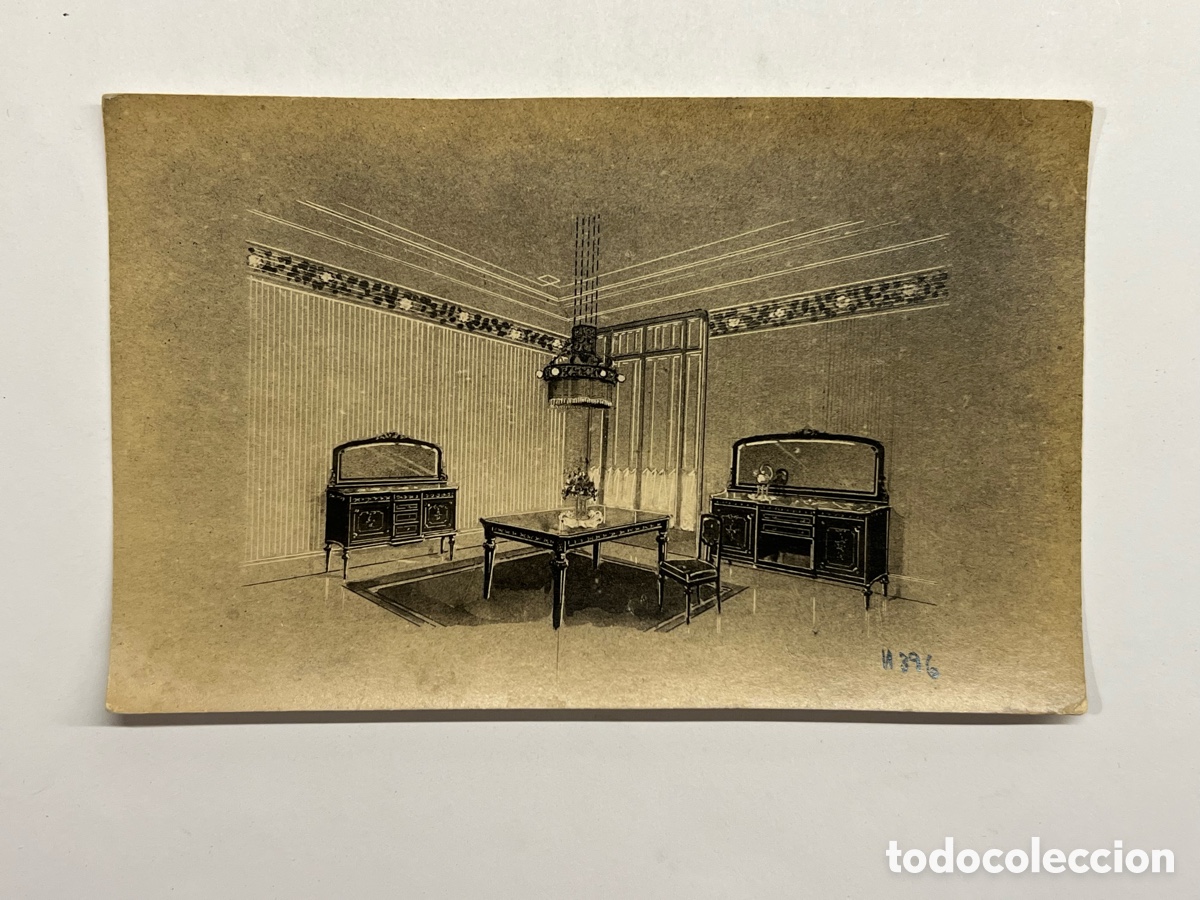 Postales: MUEBLES. Postal antigua .. Evoluci&oacute;n del mueble en la Espa&ntilde;a decimon&oacute;nica&hellip; (h.1910?)