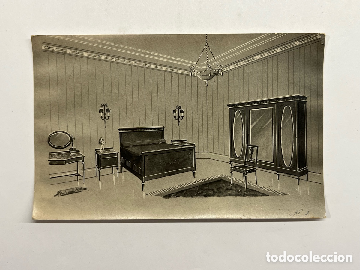 Postales: MUEBLES. Postal antigua .. Evoluci&oacute;n del mueble en la Espa&ntilde;a decimon&oacute;nica&hellip; (h.1910?)