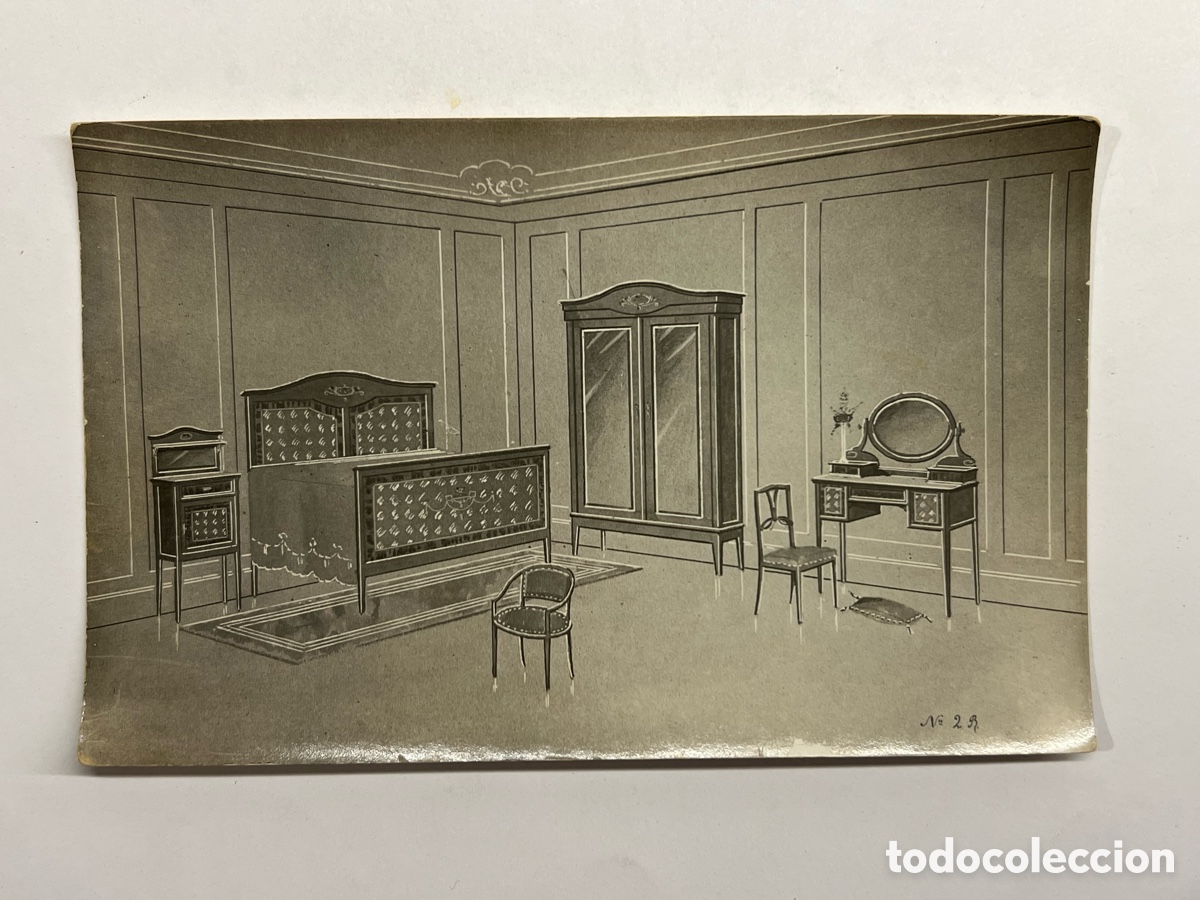 Postales: MUEBLES. Postal antigua .. Evoluci&oacute;n del mueble en la Espa&ntilde;a decimon&oacute;nica&hellip; (h.1910?)