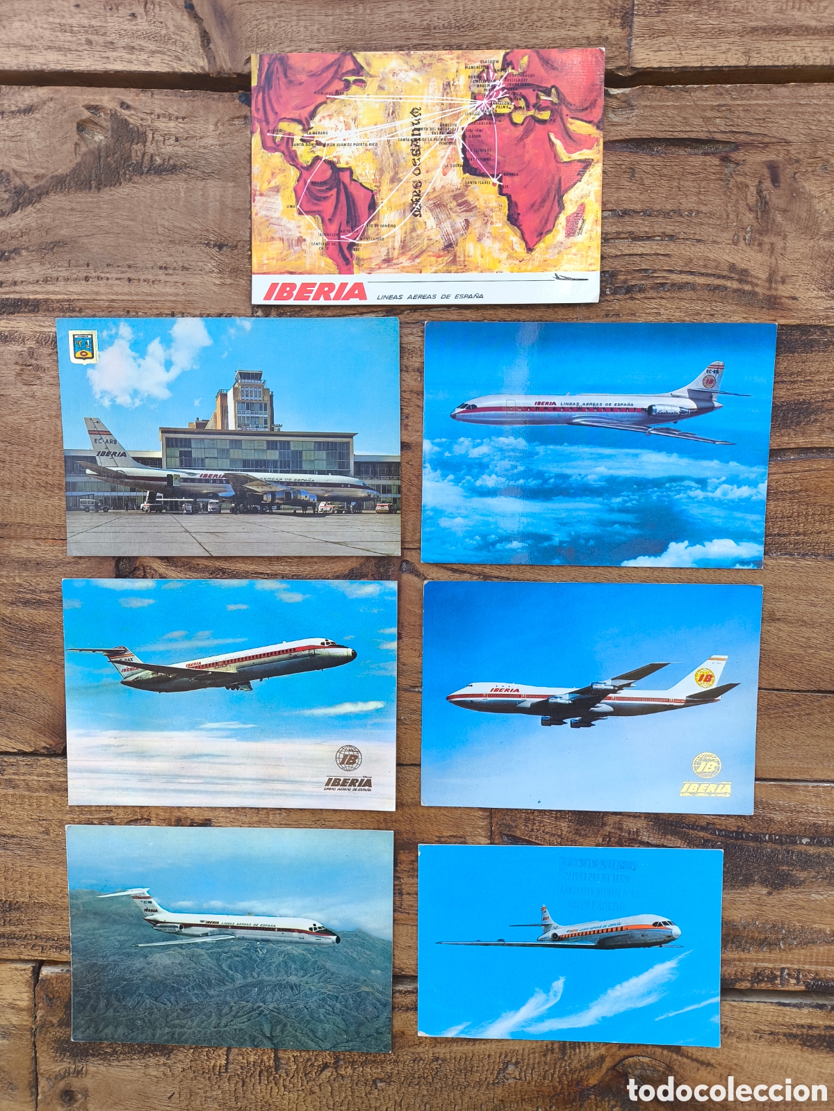 Postales: Lote postales fotogr&aacute;ficas publicidad aviones Iberia L&iacute;neas A&eacute;reas de Espa&ntilde;a