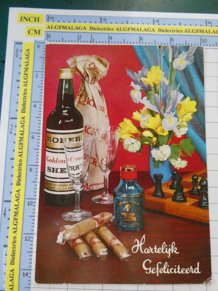 Postales: POSTAL PUBLICITARIA HOLANDA. PUBLICIDAD SHERRY VINO JEREZ FRONTERA, PUROS, AJEDREZ . 2954