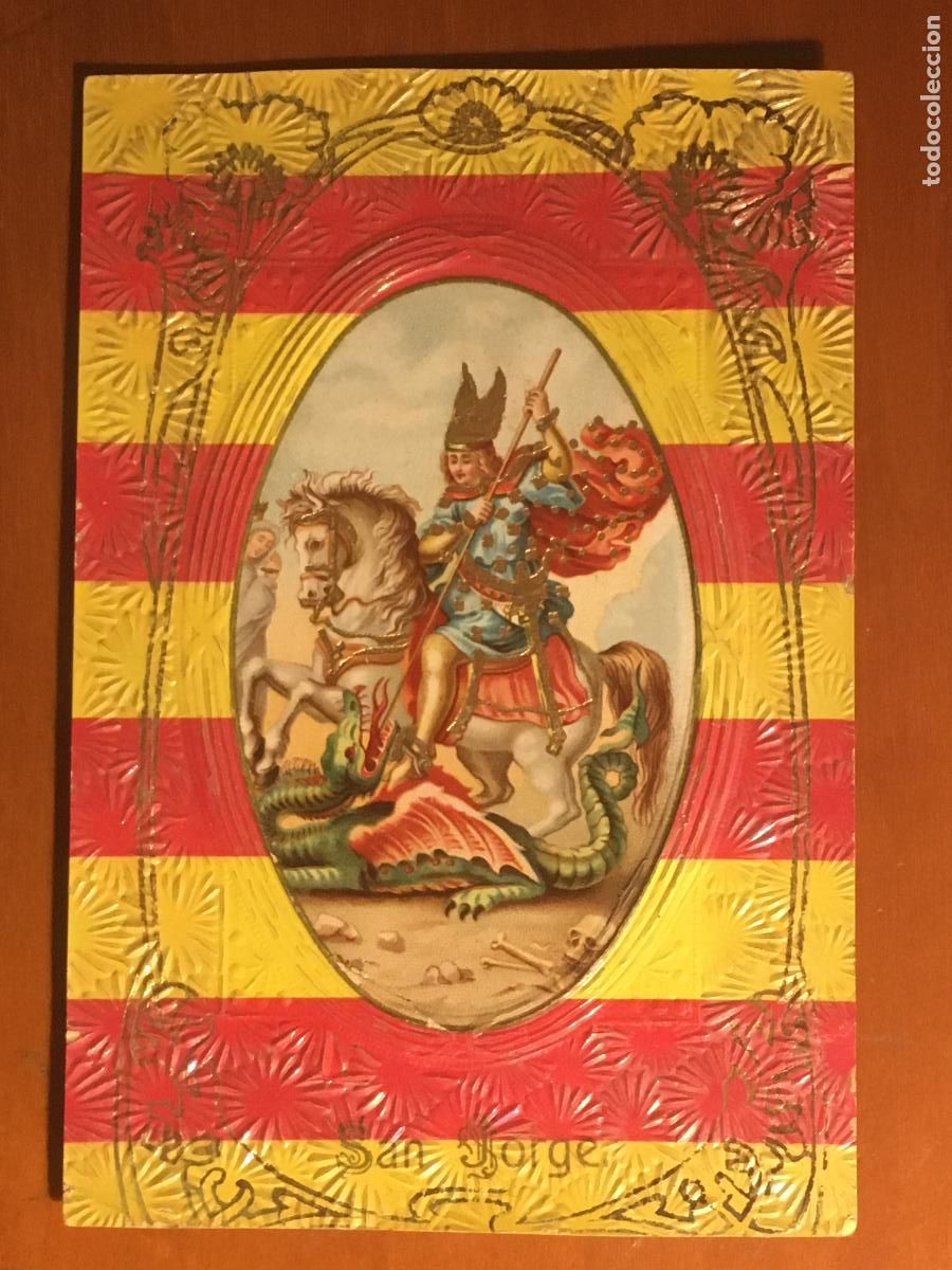 Postales: san jorge catalu&ntilde;a postal con relieve original antigua a&ntilde;os 20