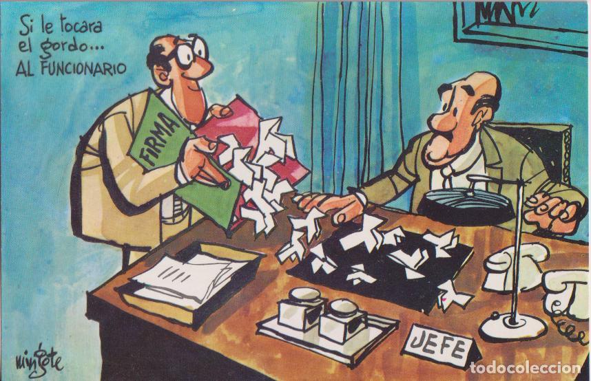 Postales: POSTAL LOTERIA &ndash; SI LE TOCARA EL GORDO: AL FUNCIONARIO &ndash; MINGOTE &ndash; SERIE E N&ordm;7 &ndash; S/C