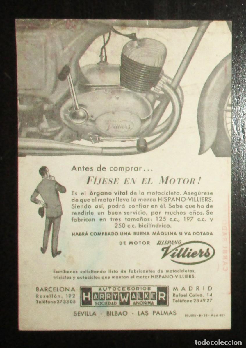 Postales: POSTAL PUBLICITARIA DE MOTORES HISPANO VILLIERS DE HARRY WALKER. FECHADA EN 1958.