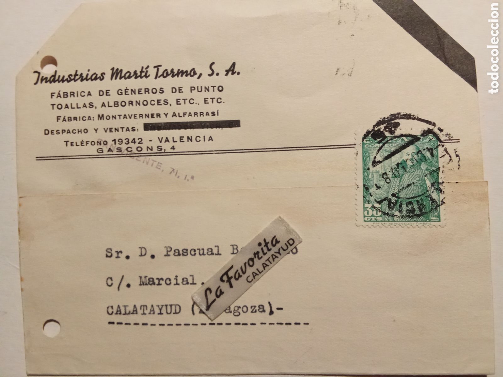 Postales: Tarjeta postal comercial INDUSTRIAS MARIN TORMO (VALENCIA)1950