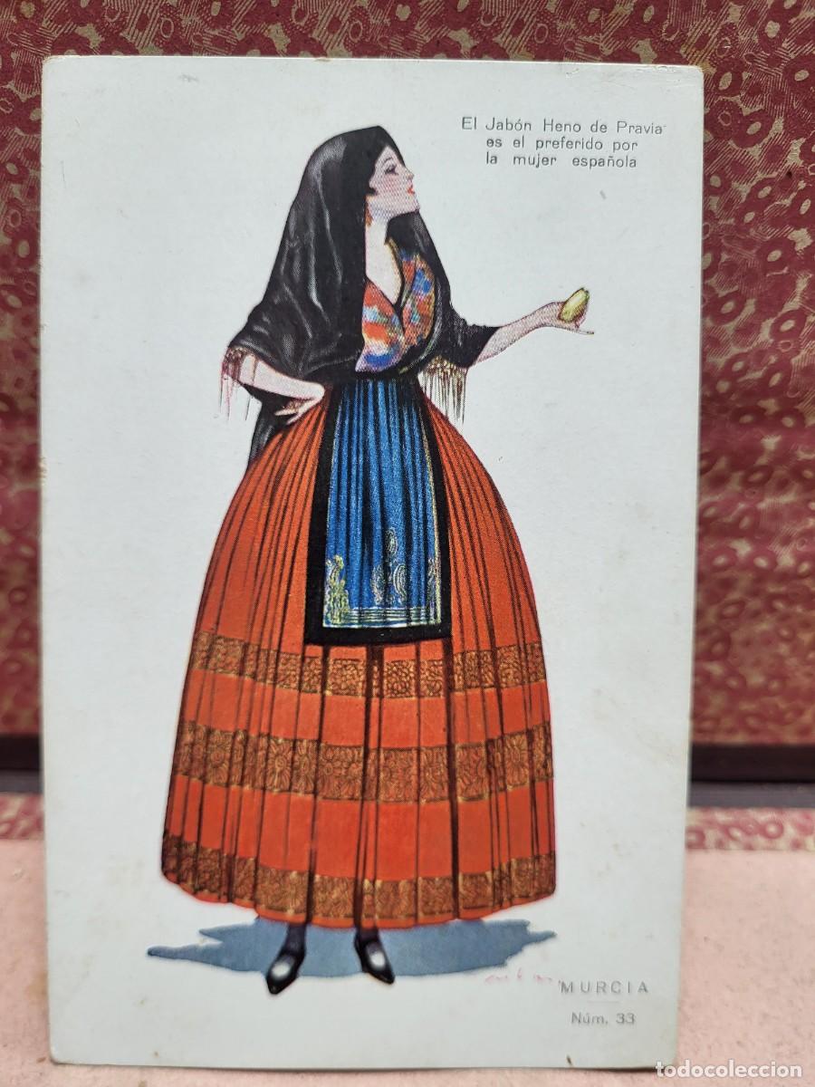 Postales: ANTIGUA POSTAL MURCIA MUJER ESPA&Ntilde;OLA PUBLICIDAD PERFUMERIA HENO DE PRAVIA