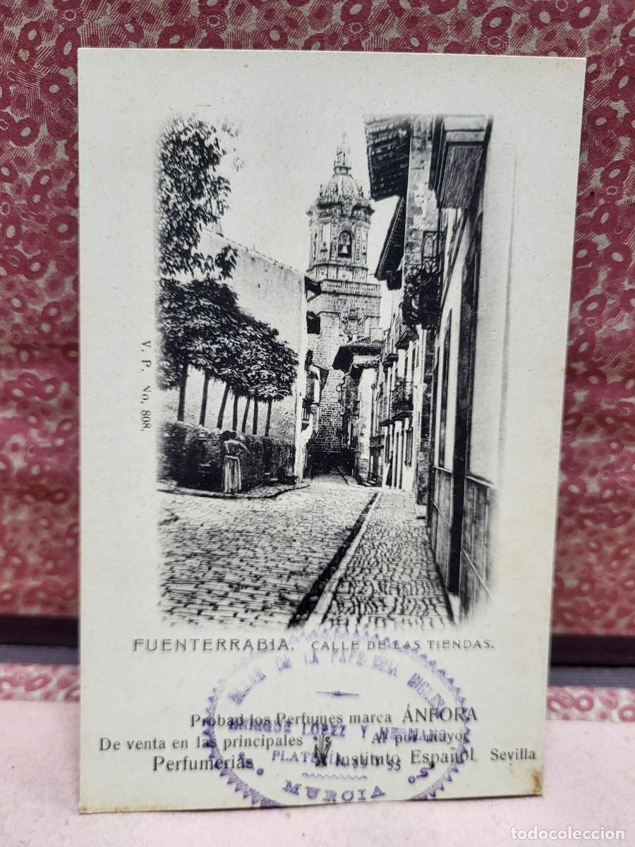Postales: ANTIGUA POSTAL FUENTERRABIA PUBLICIDAD PERFUMERIA ANFORA SELLO BAZAR PAPELERIA INGLESA MURCIA