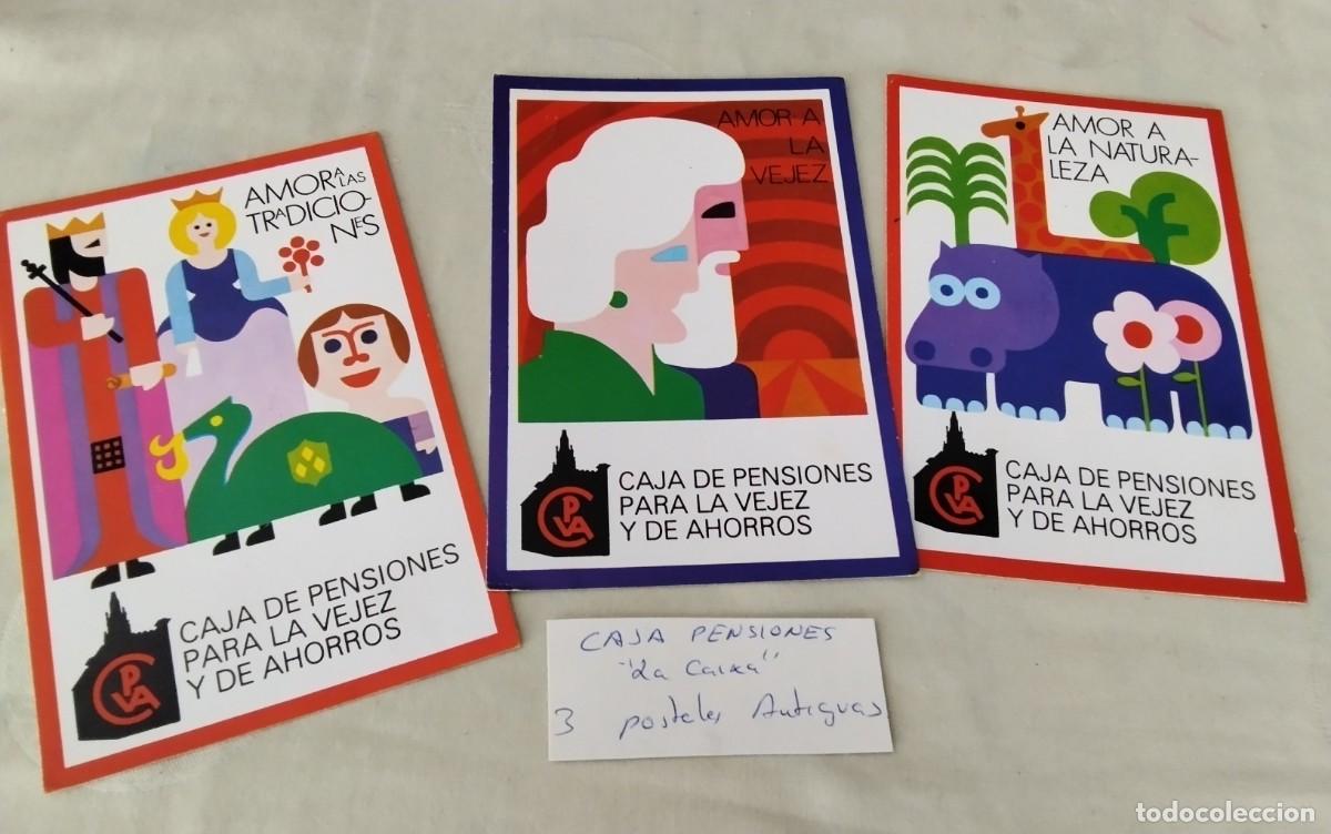 Postales: CAJA DE PENSIONES PARA LA VEJEZ Y DE AHORRO , TRES POSTALES PUBLICIDAD ANTIGUAS