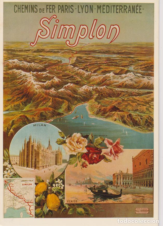 Postales: POSTAL PUBLICITARIA CARTELES SIMPLON, CHEMINS DE FER LYON - PHOTOGLOB 1290 - S/C