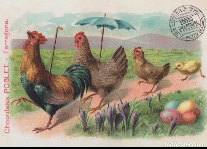 Postales: POSTAL PUBLICITARIA GALLO VESTIDO DE PASCUA &ndash; CHOCOLATES POBLET &ndash; TARRAGONA &ndash; S/C
