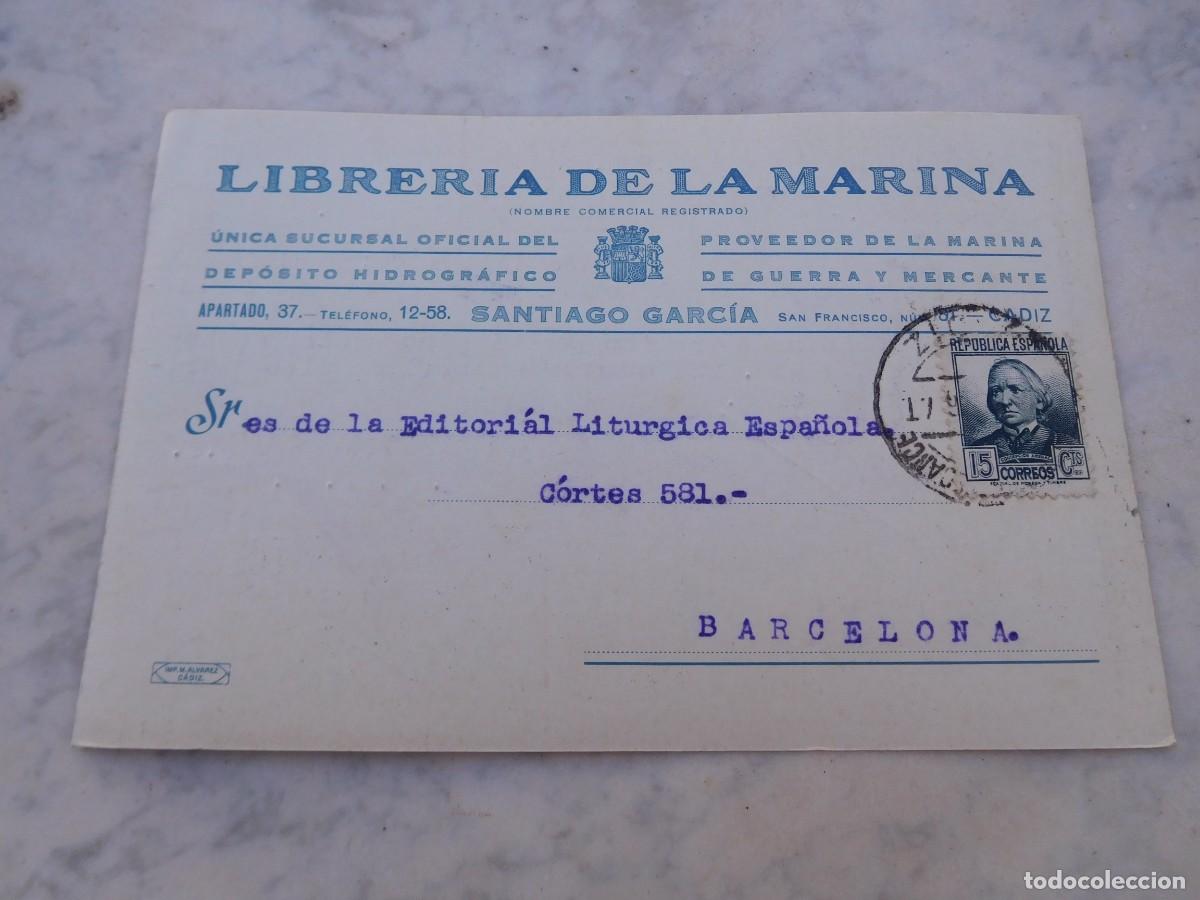 Postales: Librer&iacute;a de la marina, C&aacute;diz 1936