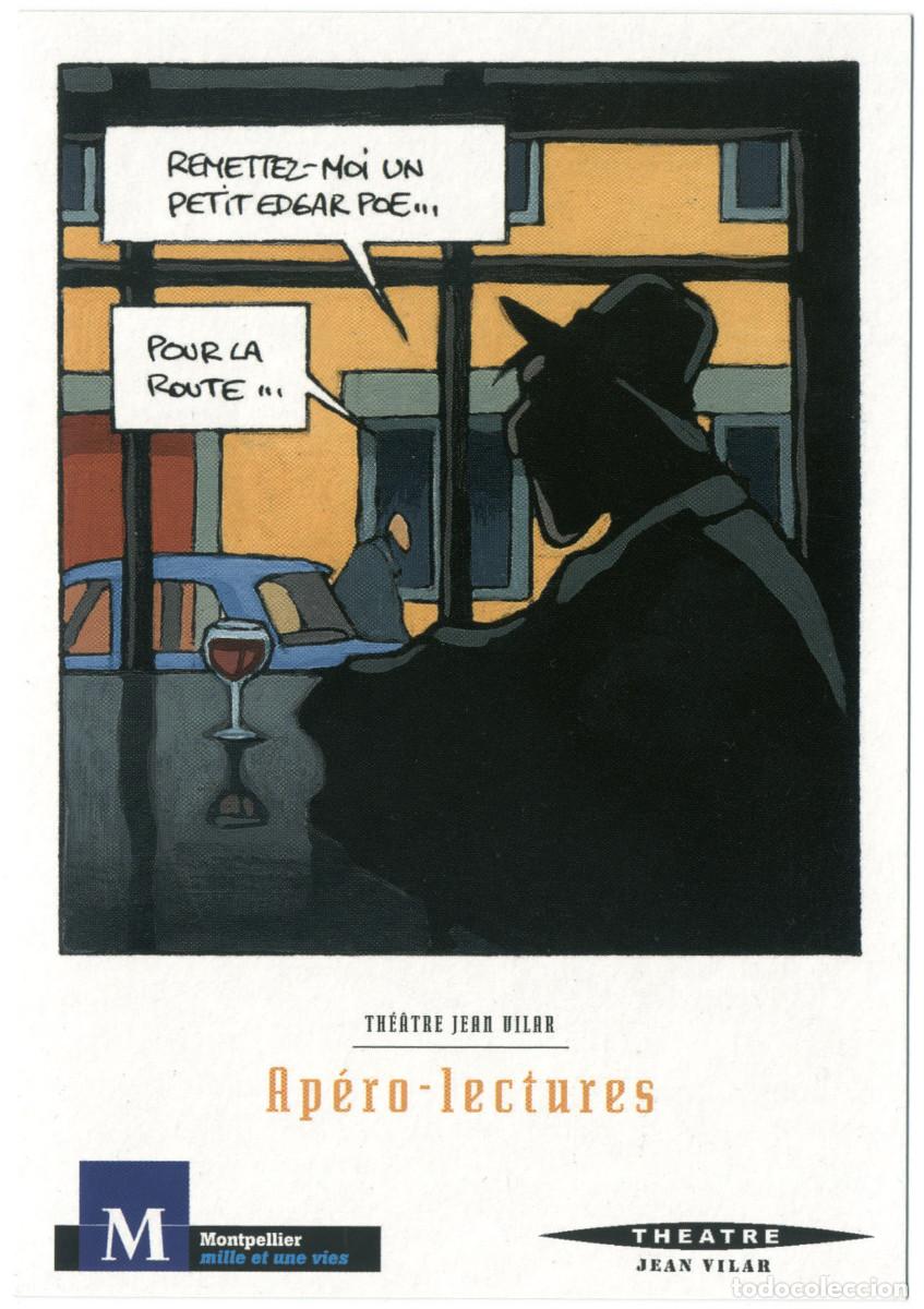 Postales: Th&eacute;&acirc;tre Jean Vilar (Montpellier). Ap&eacute;ro-lectures_Illustr. Thierry Plus