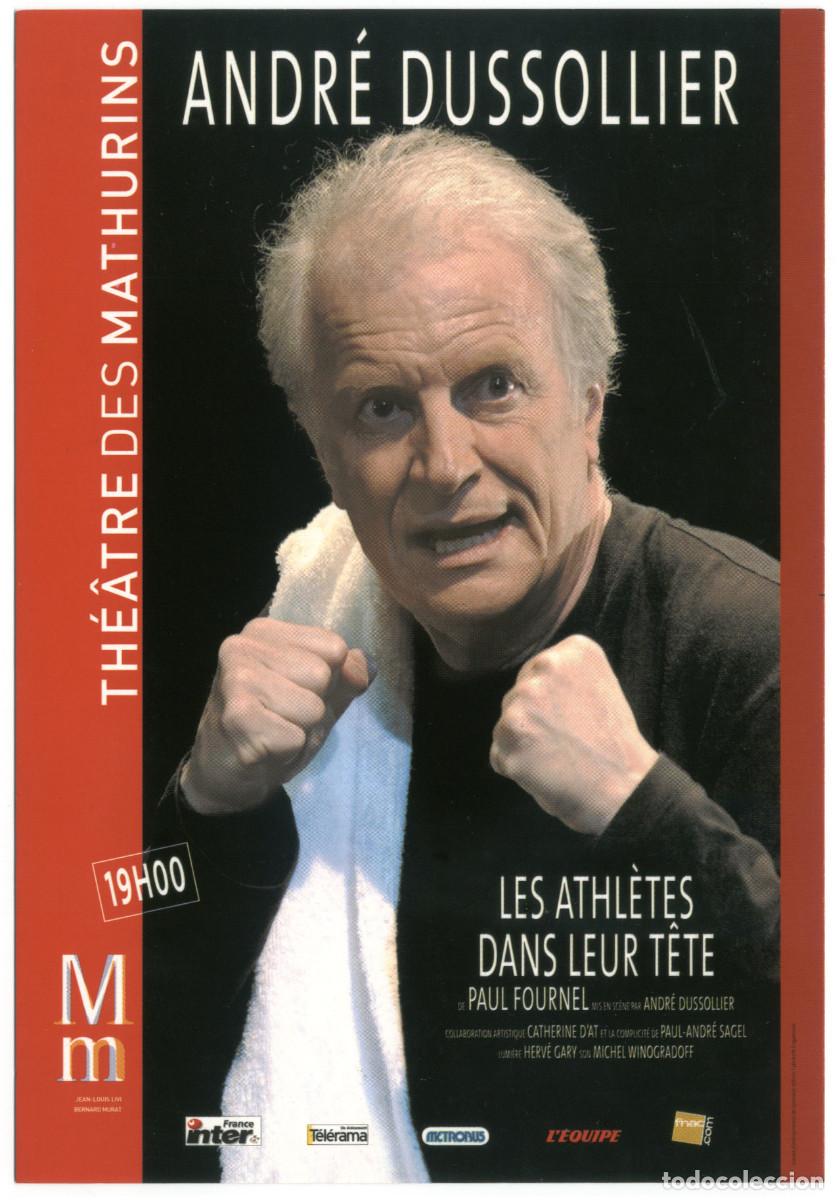 Postkarten: Th&eacute;&acirc;tre des Mathurins (Paris). Les athl&egrave;tes dans leur t&ecirc;te, de Paul Fournel; dir. Andr&eacute; Dussollier