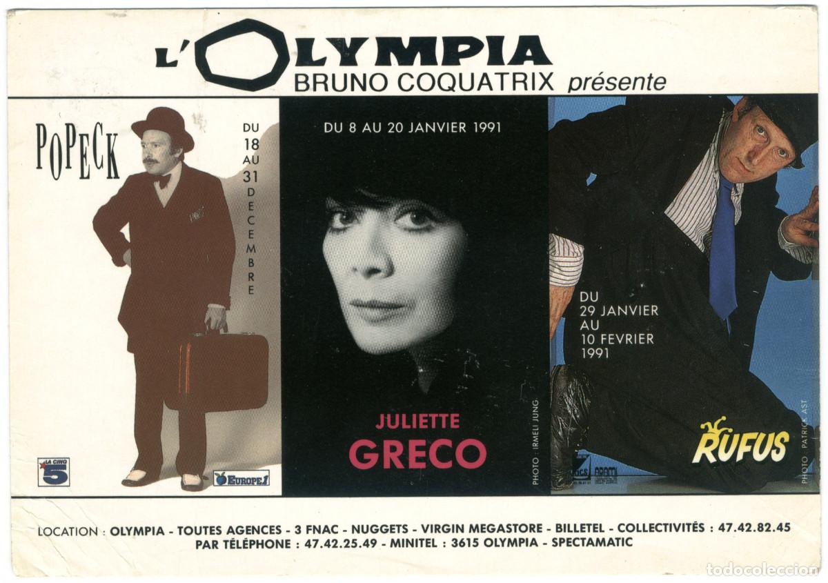Postales: L'Olympia (1991). Popeck & Juliette Greco & Rufus