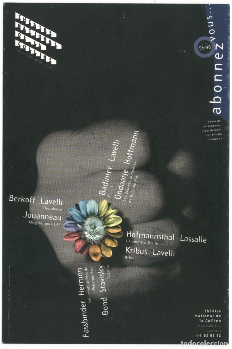 Postales: Th&eacute;&acirc;tre National de la Coline (Paris). Saison 1995-1996