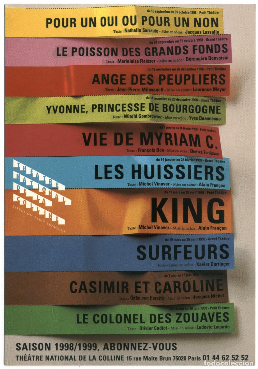 Postales: Th&eacute;&acirc;tre National de la Coline (Paris). Saison 1998-1999