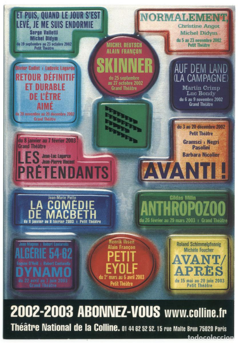 Postales: Th&eacute;&acirc;tre National de la Coline (Paris). Saison 2002-2003