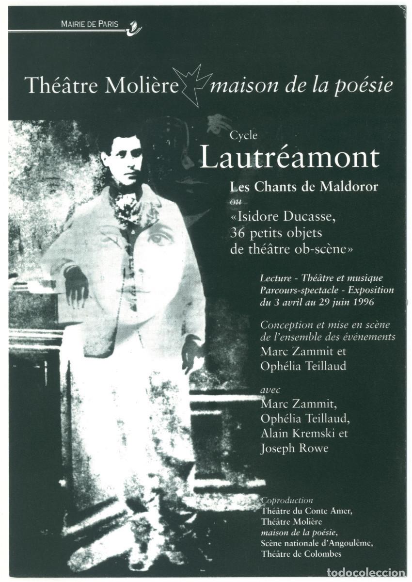 Postales: Th&eacute;&acirc;tre Moli&egrave;re Maison de la Po&eacute;sie (Paris). Isidore Ducasse, 36 petits objets de th&eacute;&acirc;tre ob-sc&egrave;ne