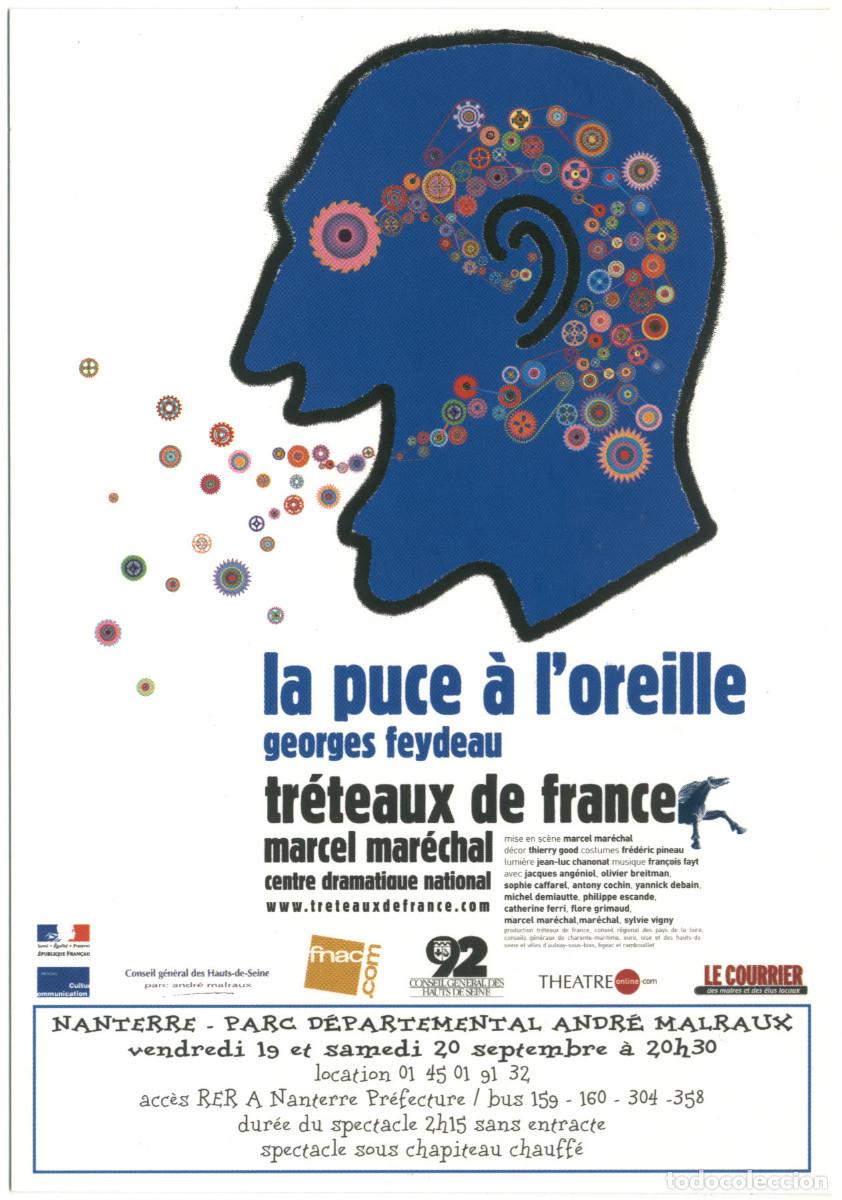 Postales: Tr&eacute;teaux de France (Paris). La puce &agrave; l'oreille, de Georges Feydeau; dir Marcel Mar&eacute;chal