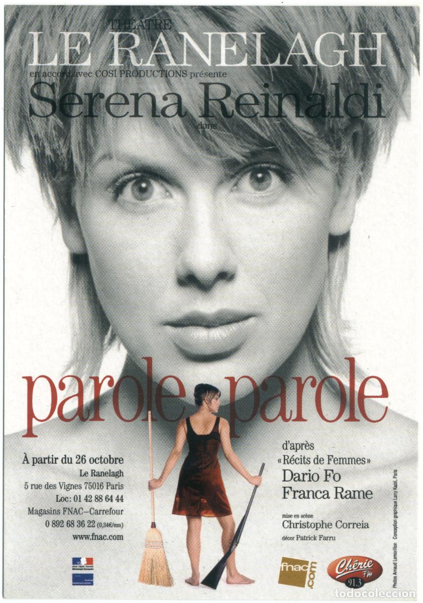 Postales: Th&eacute;&acirc;tre le Ranelagh (Paris). Parole parole, de Dario Fo & FRanca Rame; dir. Christophe Correia