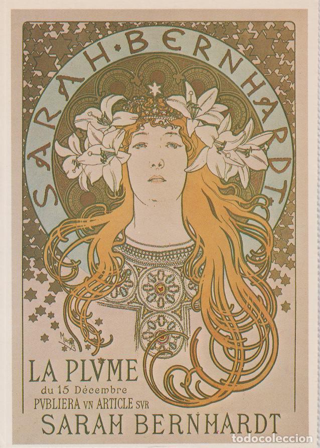 Postales: POSTAL PUBLICITARIA CARTELES SARAH BERNHARDT, LA PLUME, ALPHONSE MUCHA-POSTCARDS - S/C