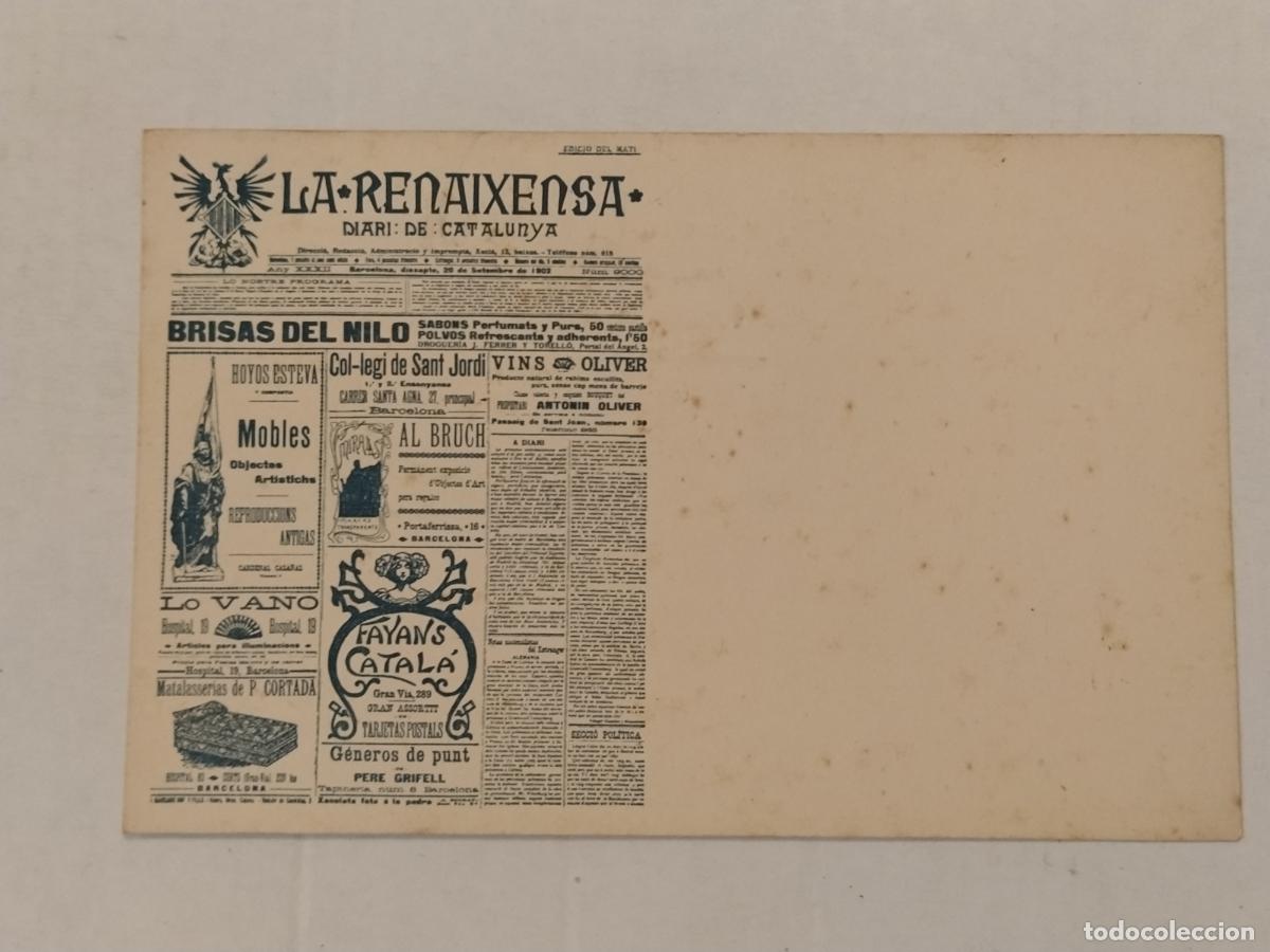 Postales: LA RENAIXENSA DIARI DE CATALUNYA - REVERSO SIN DIVIDIR -POSTAL ANTIGUA-(116.148)