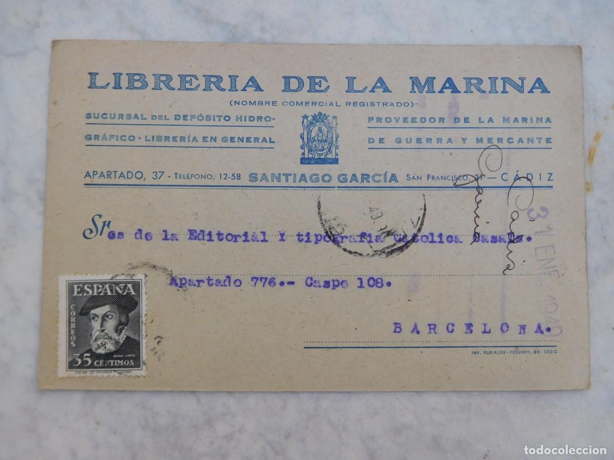Postales: Postal publicitaria, librer&iacute;a de la marina 1949