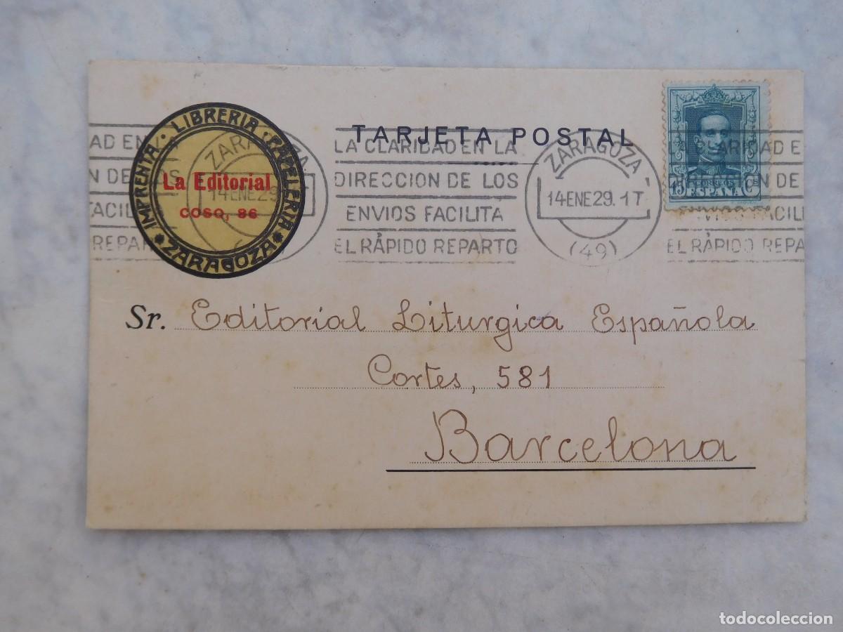 Postales: Postal publicitaria, papeleria imprenta la editorial, Zaragoza 1929