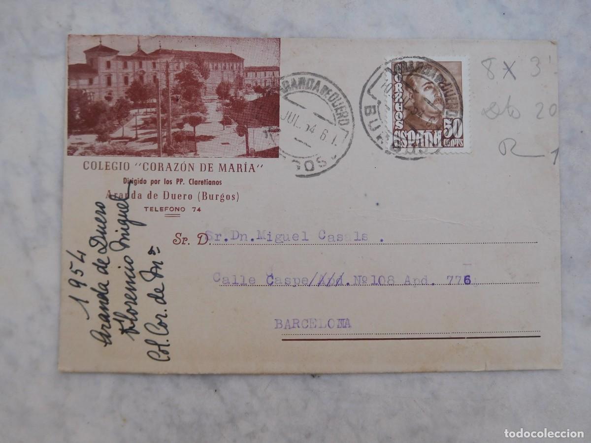 Postales: Postal publicitaria, colegio coraz&oacute;n de Maria Aranda de Duero 1954