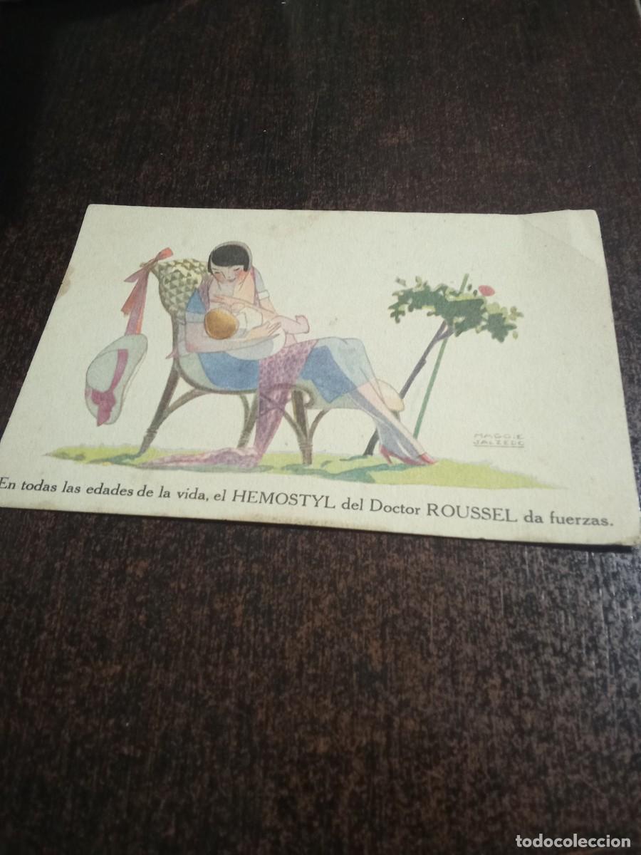Postales: Publicidad. Farmacia. Hemostyl del Doctor Roussel, por Maggie Salzeuc.ca.1950.