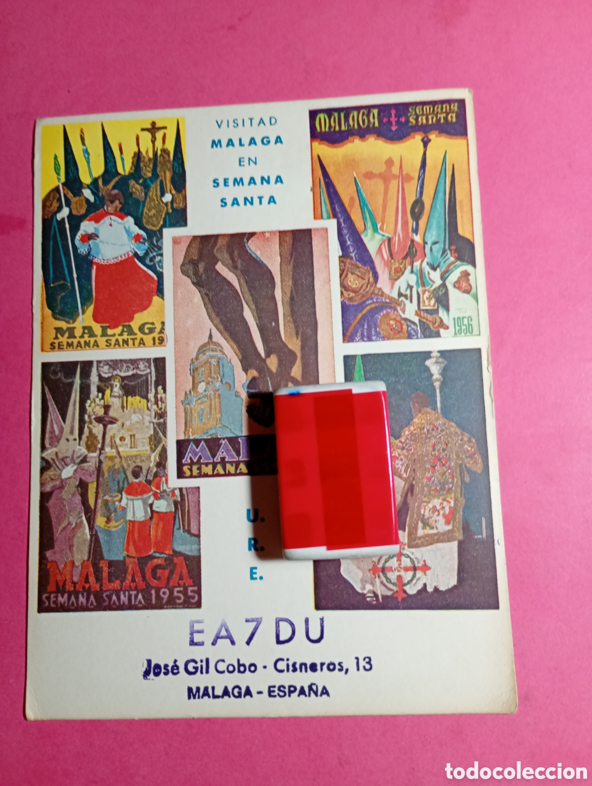 Postales: M&Aacute;LAGA EN SEMANA SANTA 20/4/1957 RARA POSTAL DE LA RADIO EA7DU A RADIO EA3KU CON C&Oacute;DIGOS