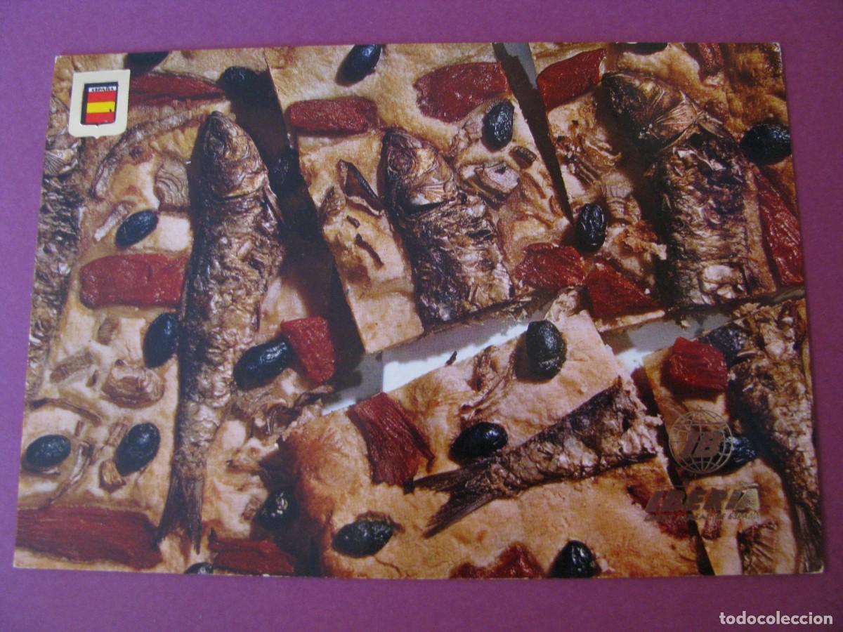 Postales: POSTAL DE IBERIA. LINEAS A&Eacute;REAS DE ESPA&Ntilde;A. PLATOS T&Iacute;PICOS. COCA CON ARENQUES O SARDINAS.