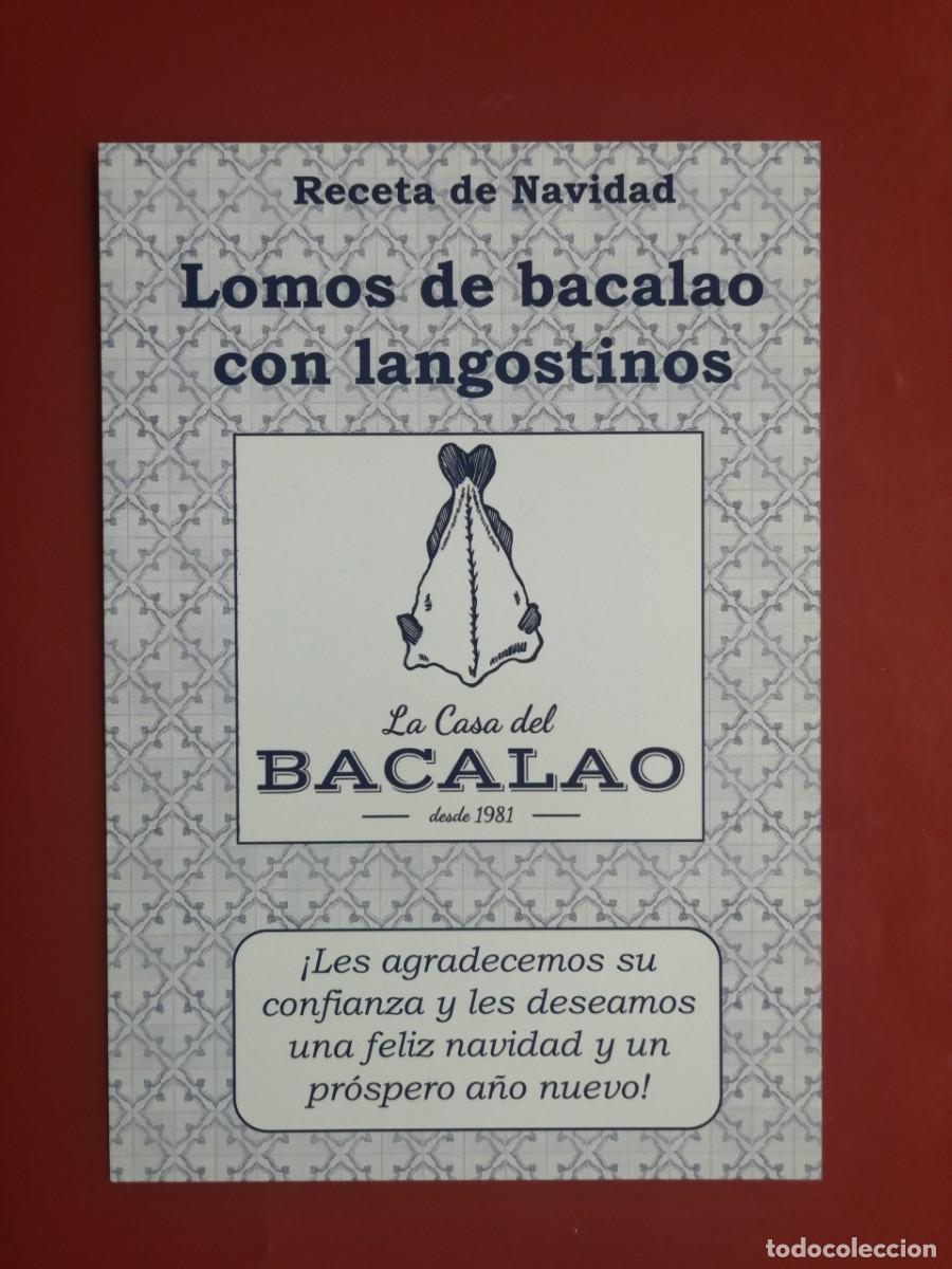 Postales: POSTAL 19599 FLYER &ndash;LA CASA DEL BACALAO &ndash; RECETA DE NAVIDAD - LOMOS DE BACALAO CON LANGOSTINOS