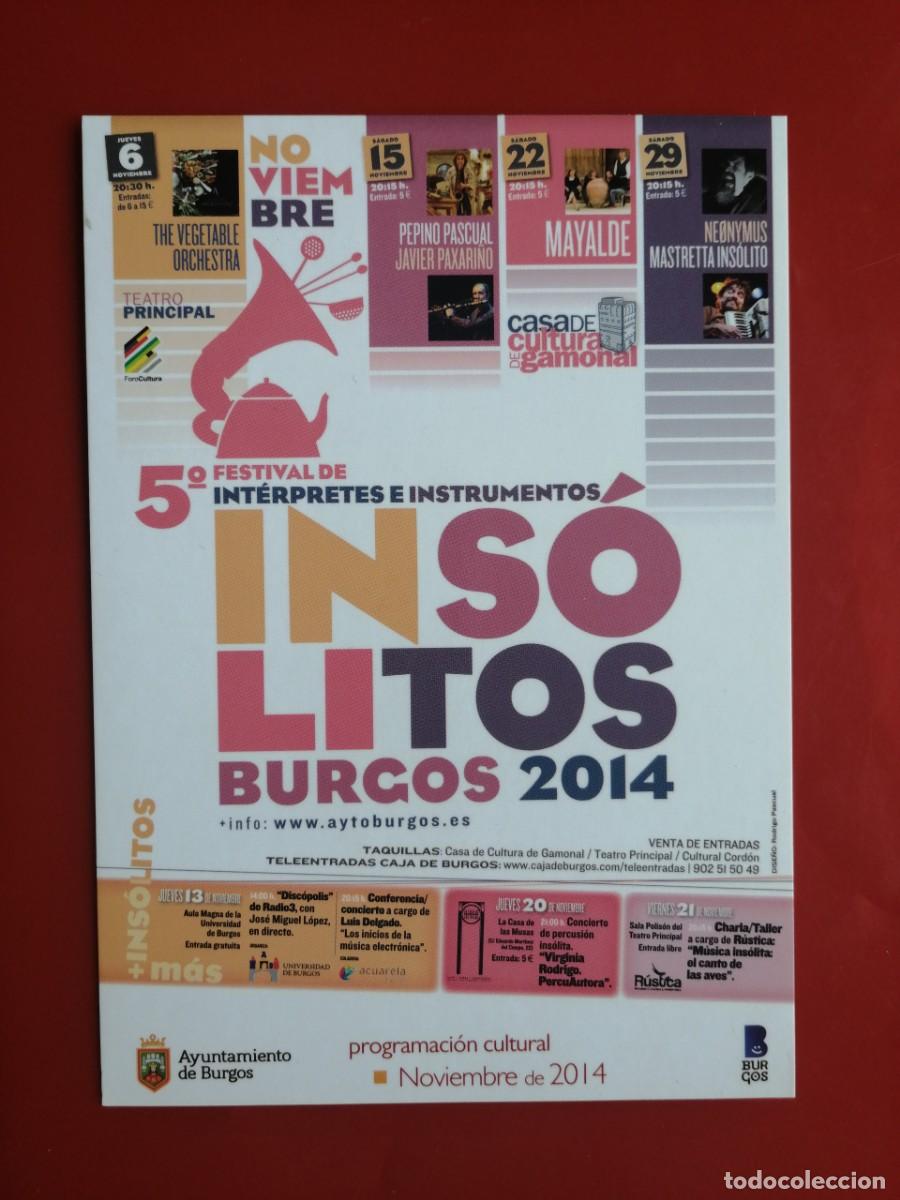 Postales: POSTAL 19596 FLYER &ndash;POSTALFREE AYUNTAMIENTO DE BURGOS &ndash;FESTIVAL &hellip; INSOLITOS -MUSICA