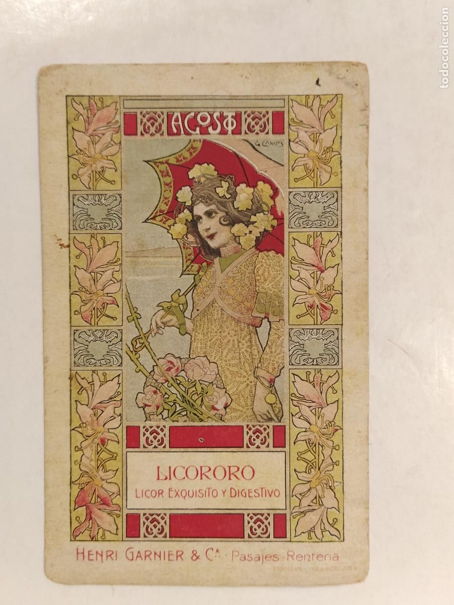 Cartoline: GASPAR CAMPS - AGOSTO - LICORORO - HENRI GARNIER & CIA -REVERSO SIN DIVIDIR-POSTAL ANTIGUA (116.218)