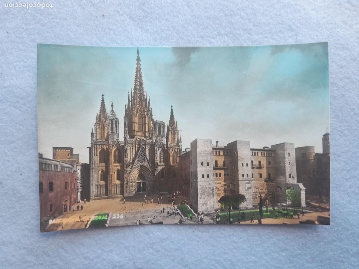 Postales: Barcelona. Catedral. Publicidad de F&aacute;brica de Dulces.