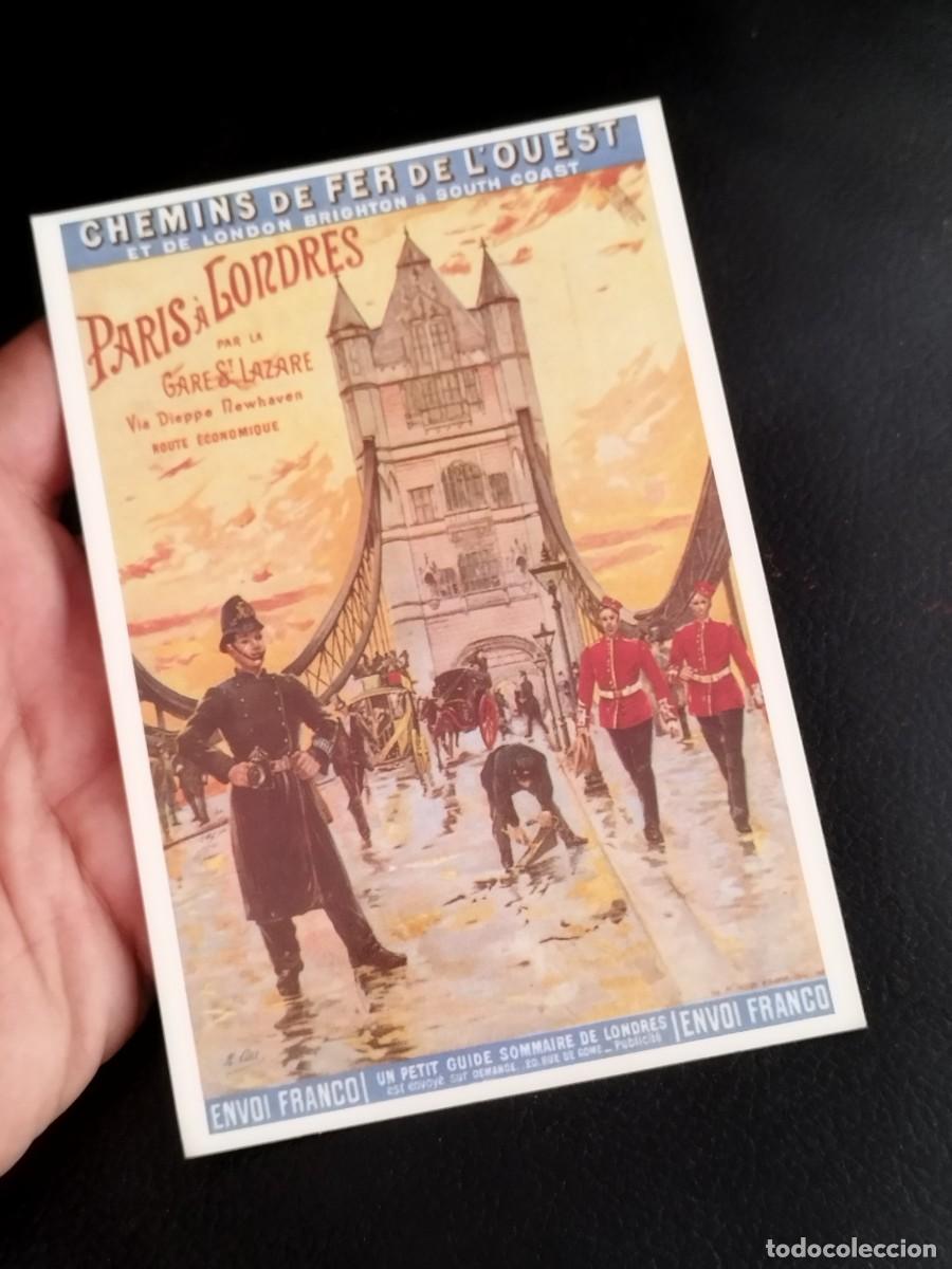 Postales: postal antigua publicitaria &rdquo;Paris &agrave; Londres&rdquo; de la compa&ntilde;&iacute;a ferroviaria Chemins de Fer de l'Ouest.