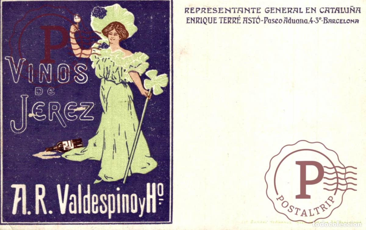 Cartes Postales: PUBLICIDAD. ESPA&Ntilde;A. ILUSTRADA. PUBLI. VINOS DE JEREZ. A. R. VALDESPINO. ENRIQUE TERRE AST&Oacute;