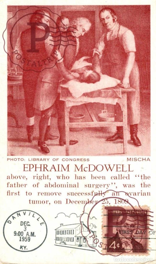 Cartes Postales: PUBLICIDAD. PUBLICITE. MEDICO. DOCTOR. EPHRAIM MCDOWELL. THE FATHER OF ABDOMINAL SURGERY. FIRST TO R